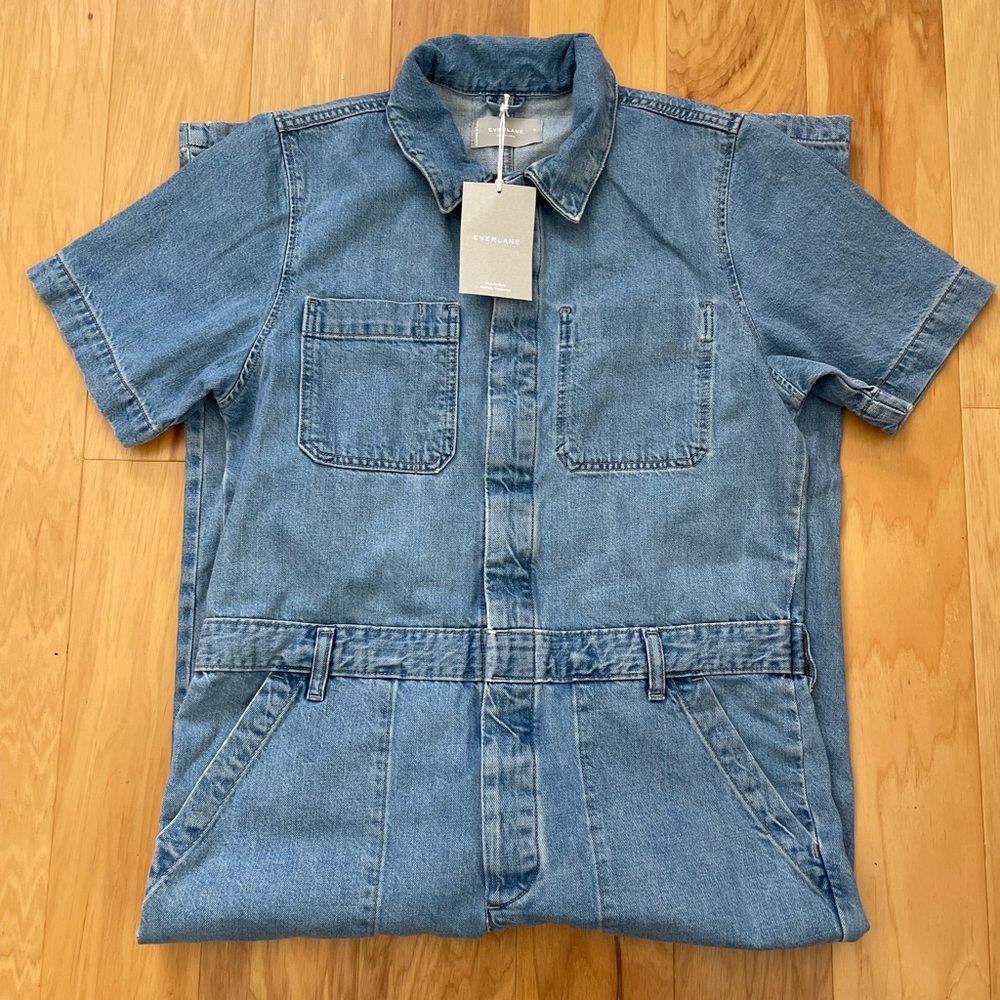 Everlane Short Sleeve Denim Jumpsuit 10 NWT